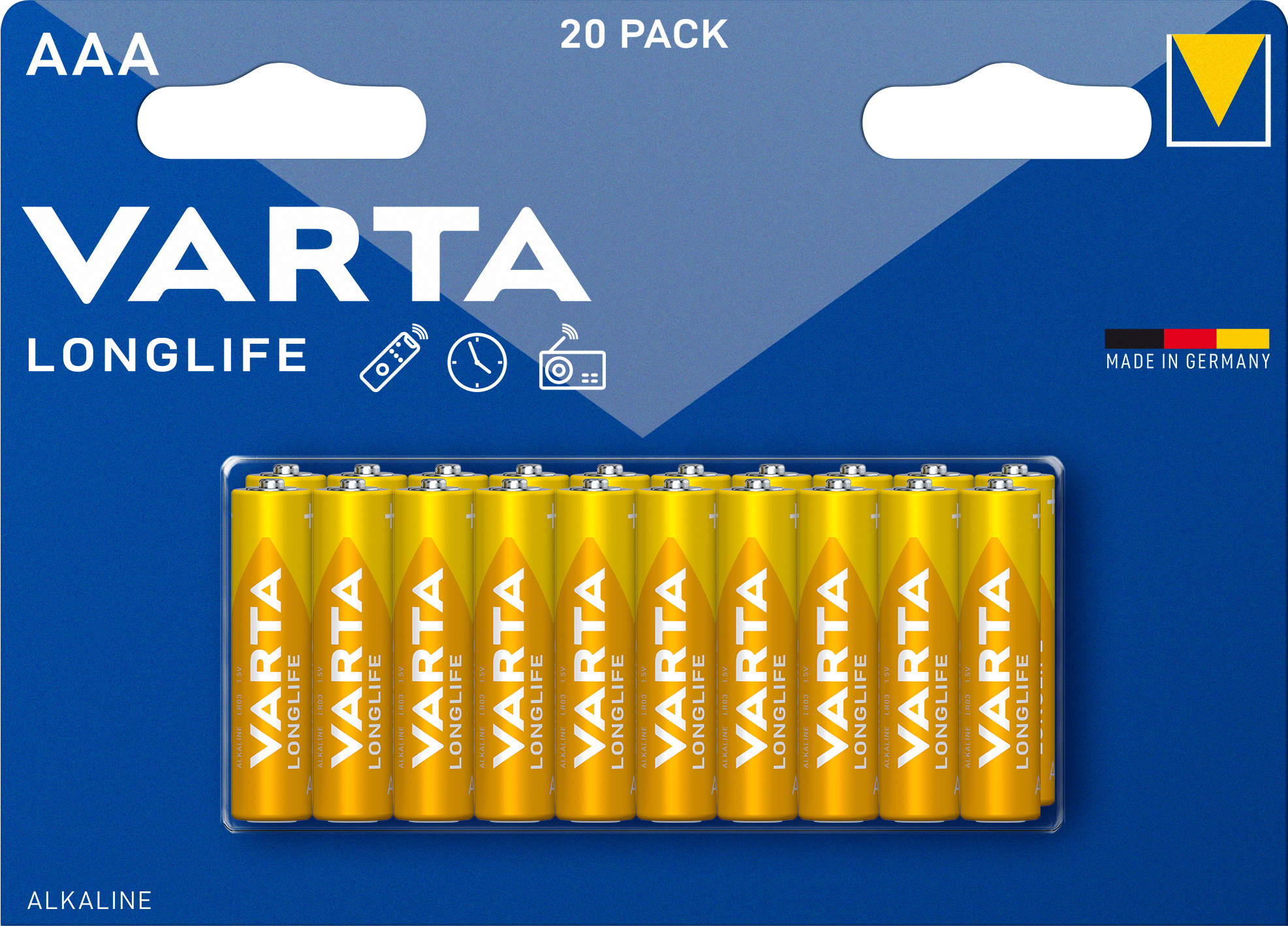 Батарейка Varta Long Life AАA Bli Alkaline, 1,5 V, 20 шт. (4103101420) - фото 1
