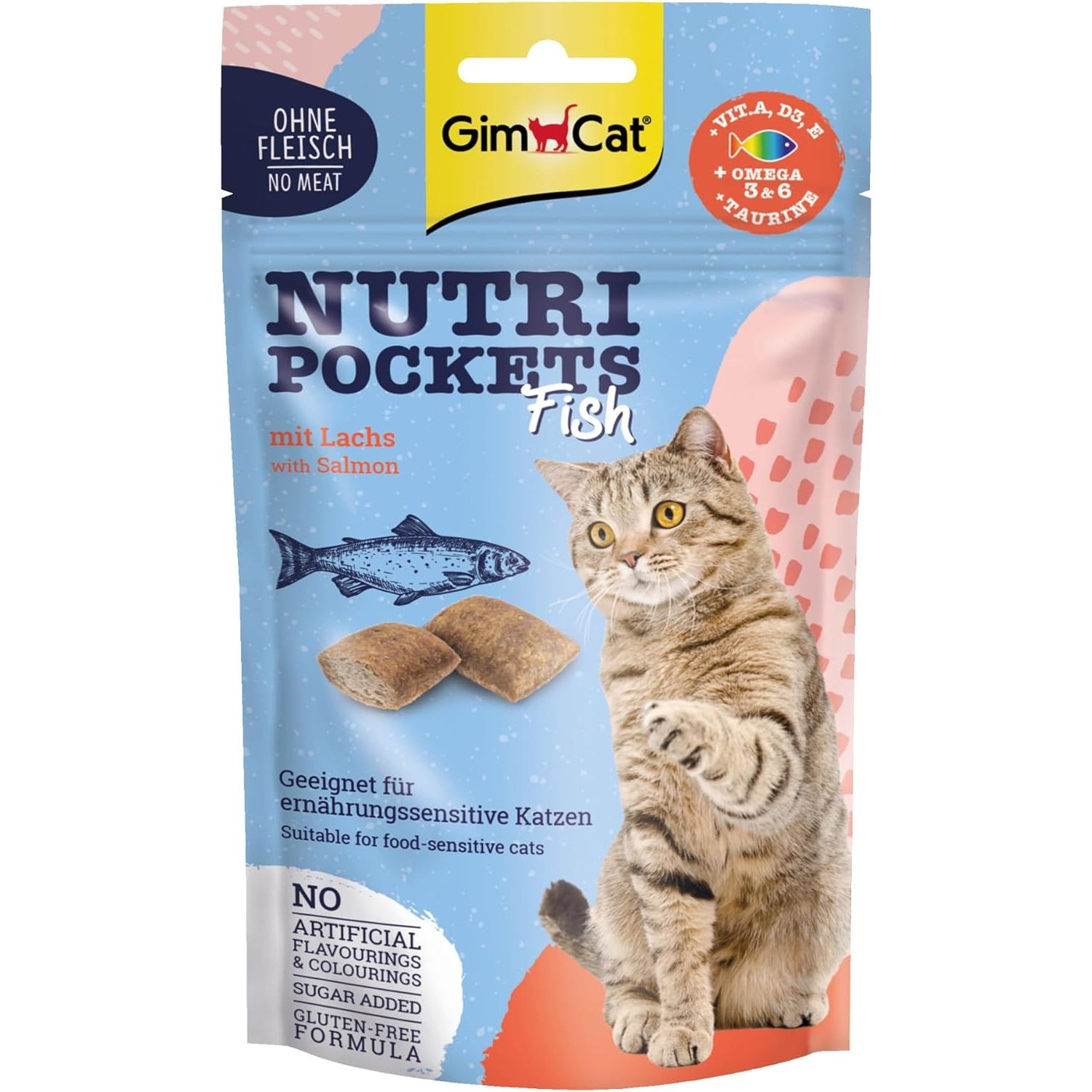 Лакомство для кошек GimCat Nutri Pockets Fish лосось 60 г (G-419626) - фото 1