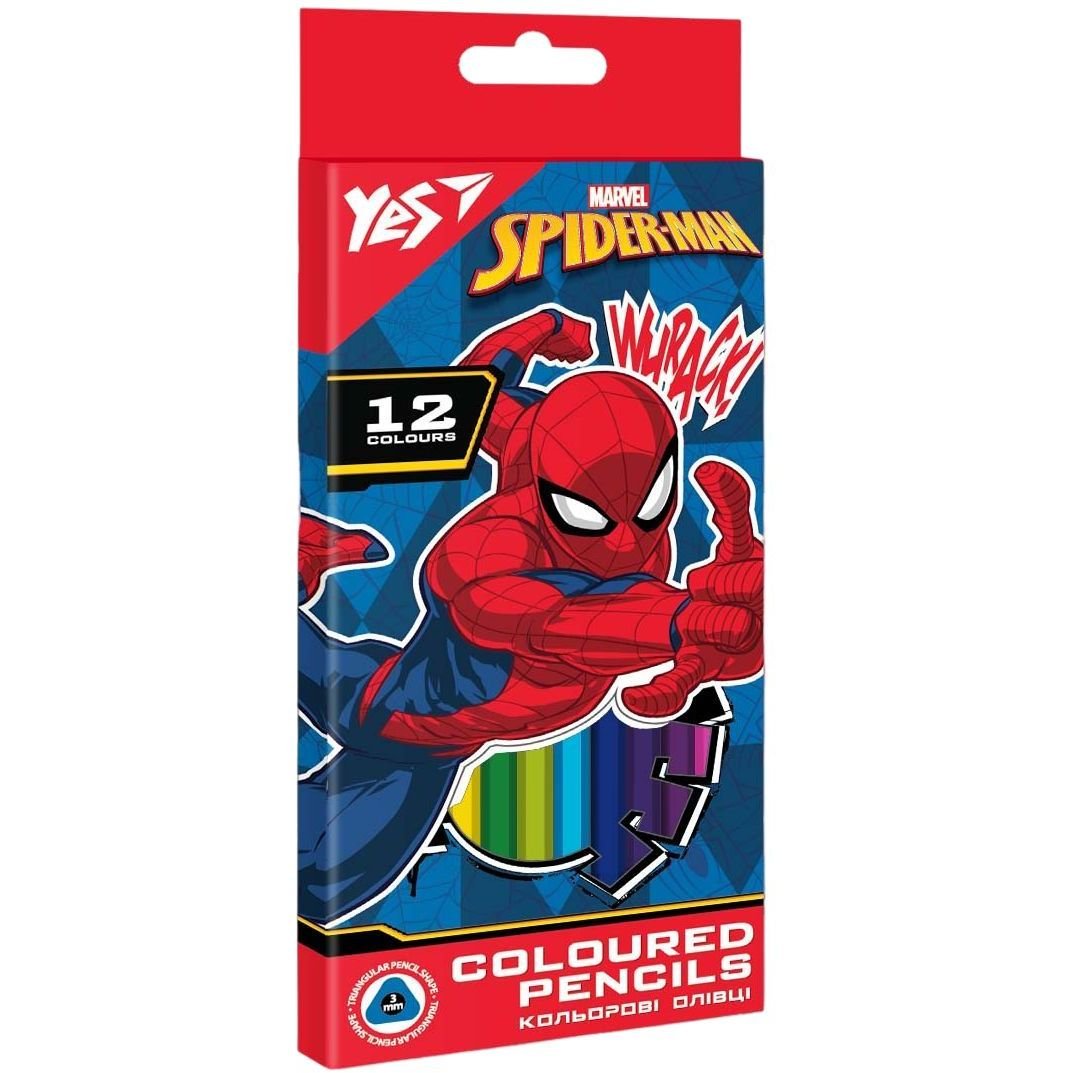 Олівці кольорові Yes Marvel Spiderman, 12 кольорів (290667) - фото 1