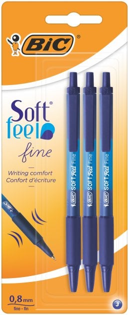 Ручка шариковая BIC Soft Feel Fine, синий, 3 шт. (893221) - фото 1