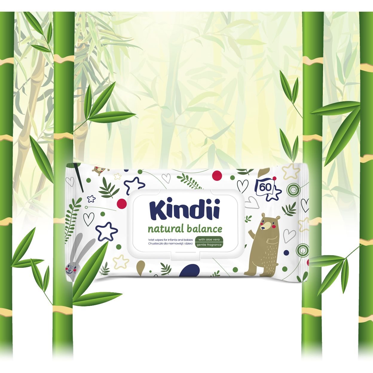 Вологі серветки Kindii Natural Balance, 60 шт. - фото 3