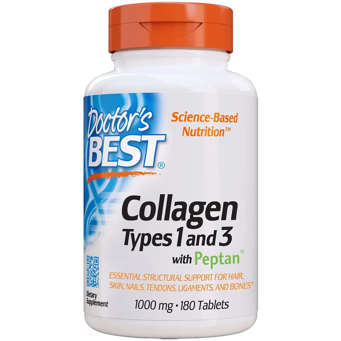 Колаген Doctor's Best Collagen Types 1 & 3 with Peptan 1000 мг 180 таблеток - фото 1