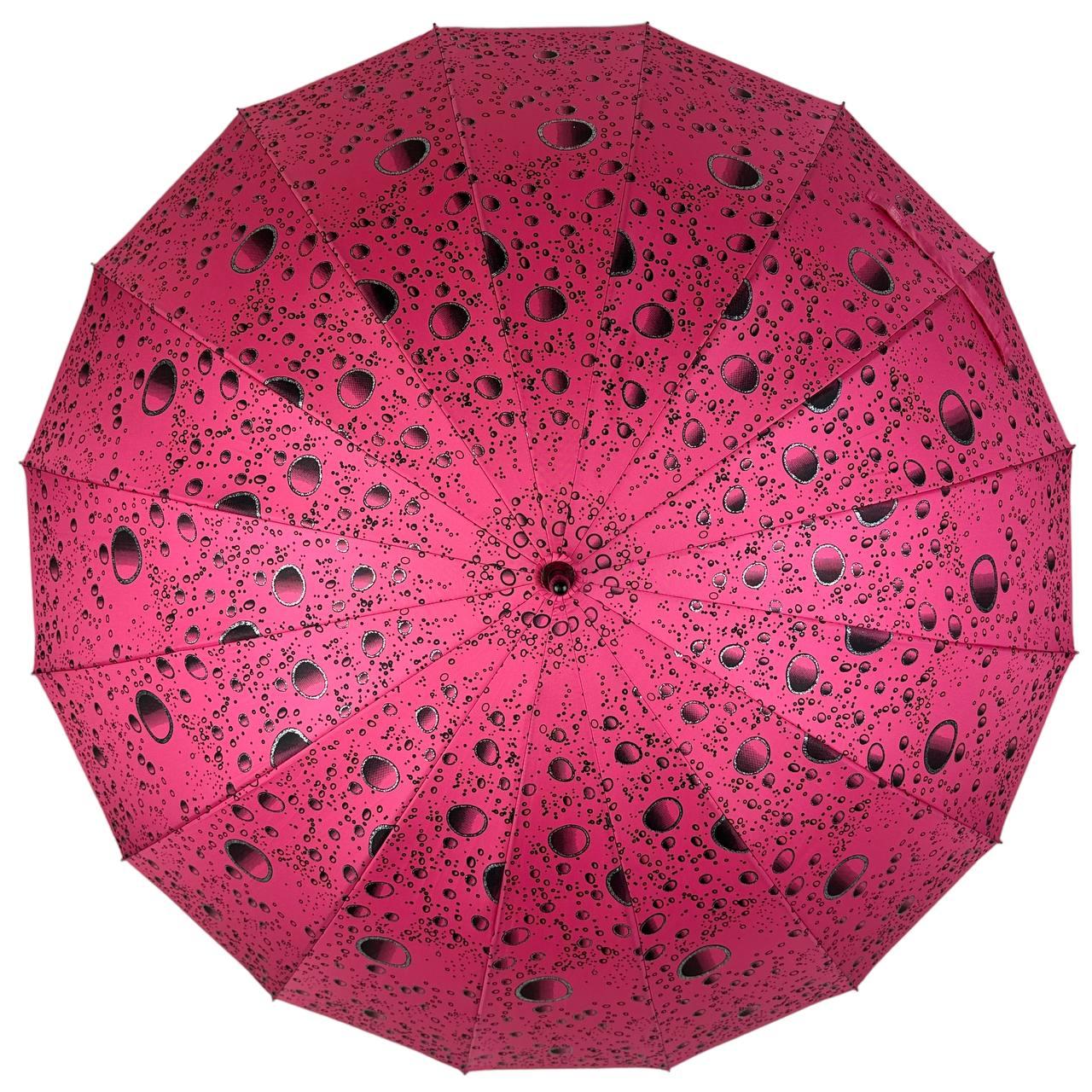 Жіноча парасолька-палиця напівавтомат Toprain 98 см фуксія - фото 3