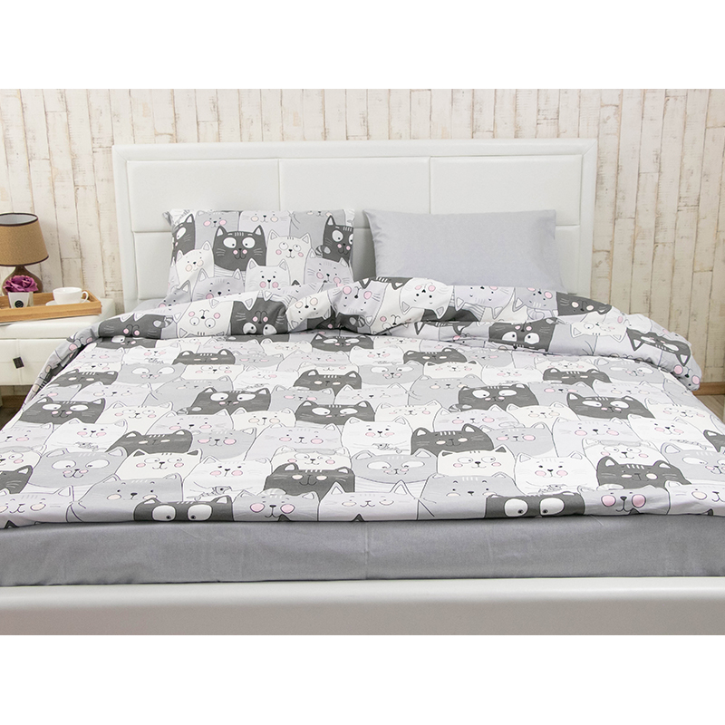 Комплект постельного белья Руно Grey Cat бязь набивная семейный серый (6.114Б_GreyCat) - фото 4