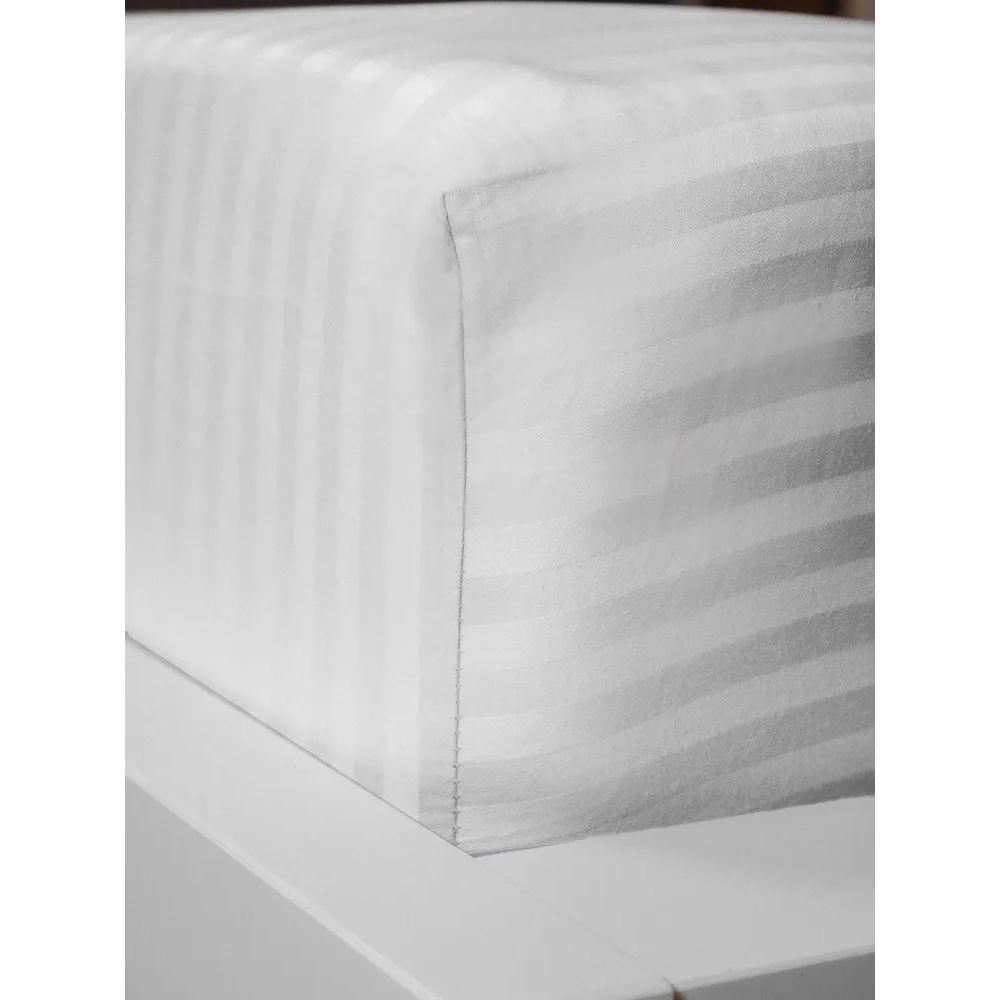 Простирадло на резинці LightHouse Sateen Stripe White 200х90 см біле (603906) - фото 7