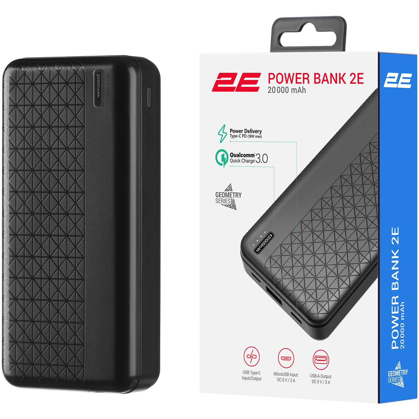 Портативний зарядний пристрій 2E Power Bank Geometry 20000 мАг (2E-PB2072PD-BLACK) - фото 5