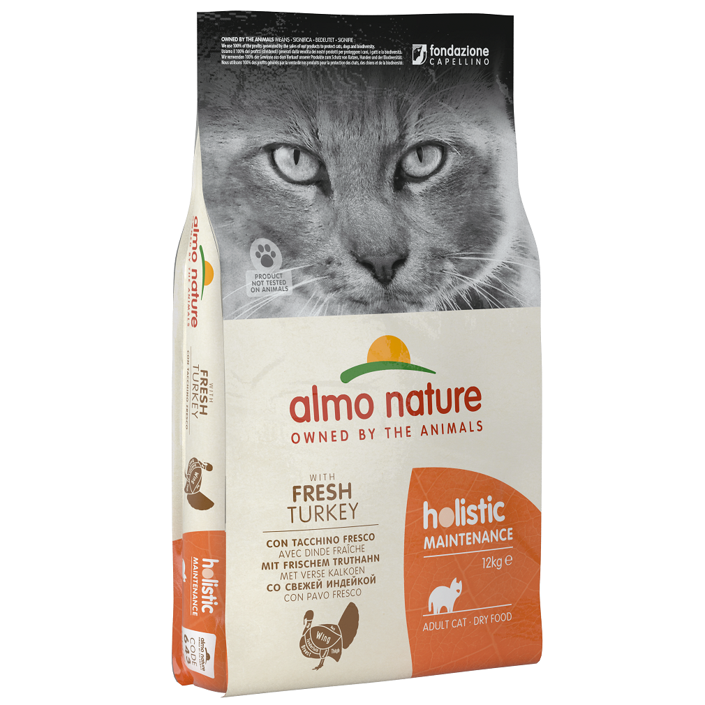 Сухой корм для взрослых кошек Almo Nature Holistic Cat, со свежей индейкой, 12 кг (643) - фото 1