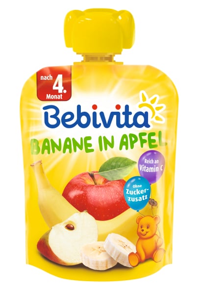 Фруктове пюре Bebivita Pouch Банан-яблуко, 90 г - фото 1