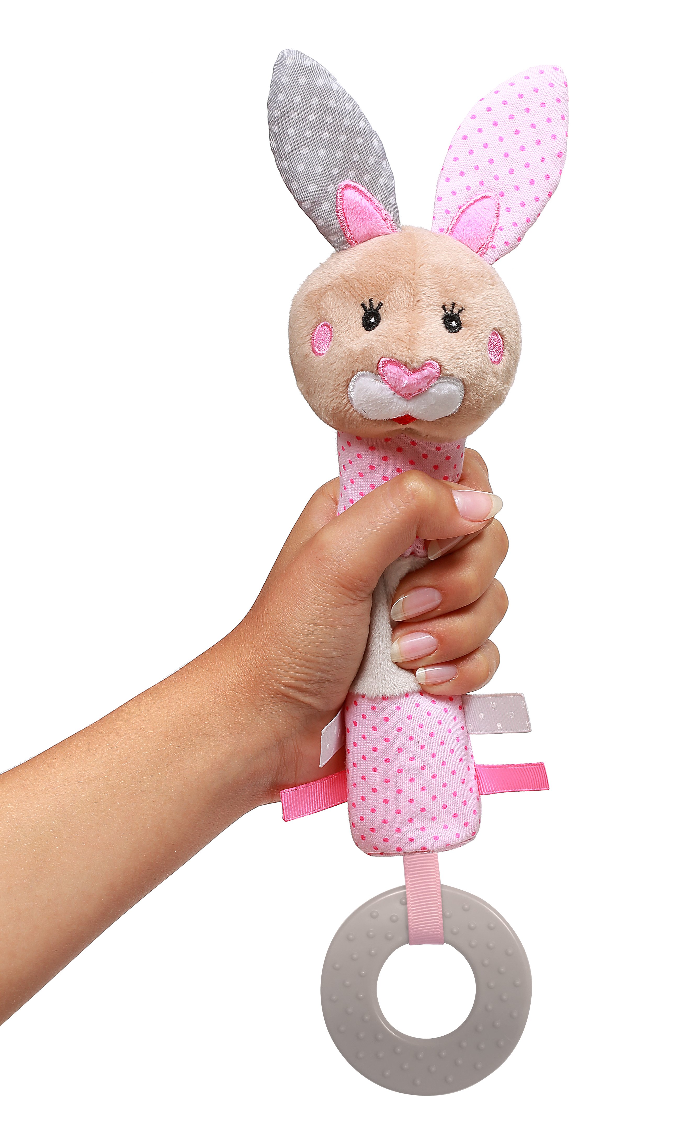 Игрушка-пищалка BabyOno Кролик Юлия, 24 см, розовый (621) - фото 2