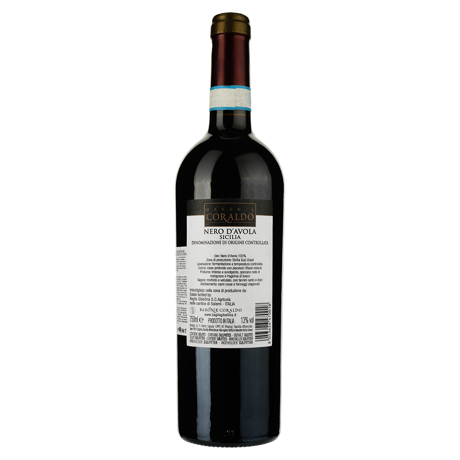 Вино Baglio Gibellina Nero d'Avola DOC Sicilia, красное, сухое, 13%, 0,75 л - фото 2