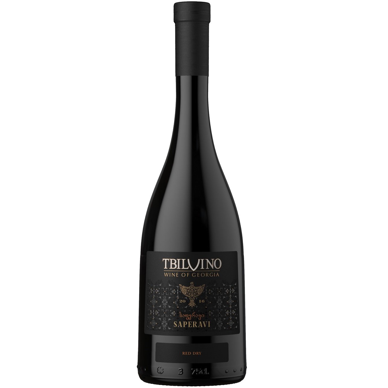 Вино Tbilvino Saperavi, червоне, сухе, 12,5%, 0,75 л - фото 1