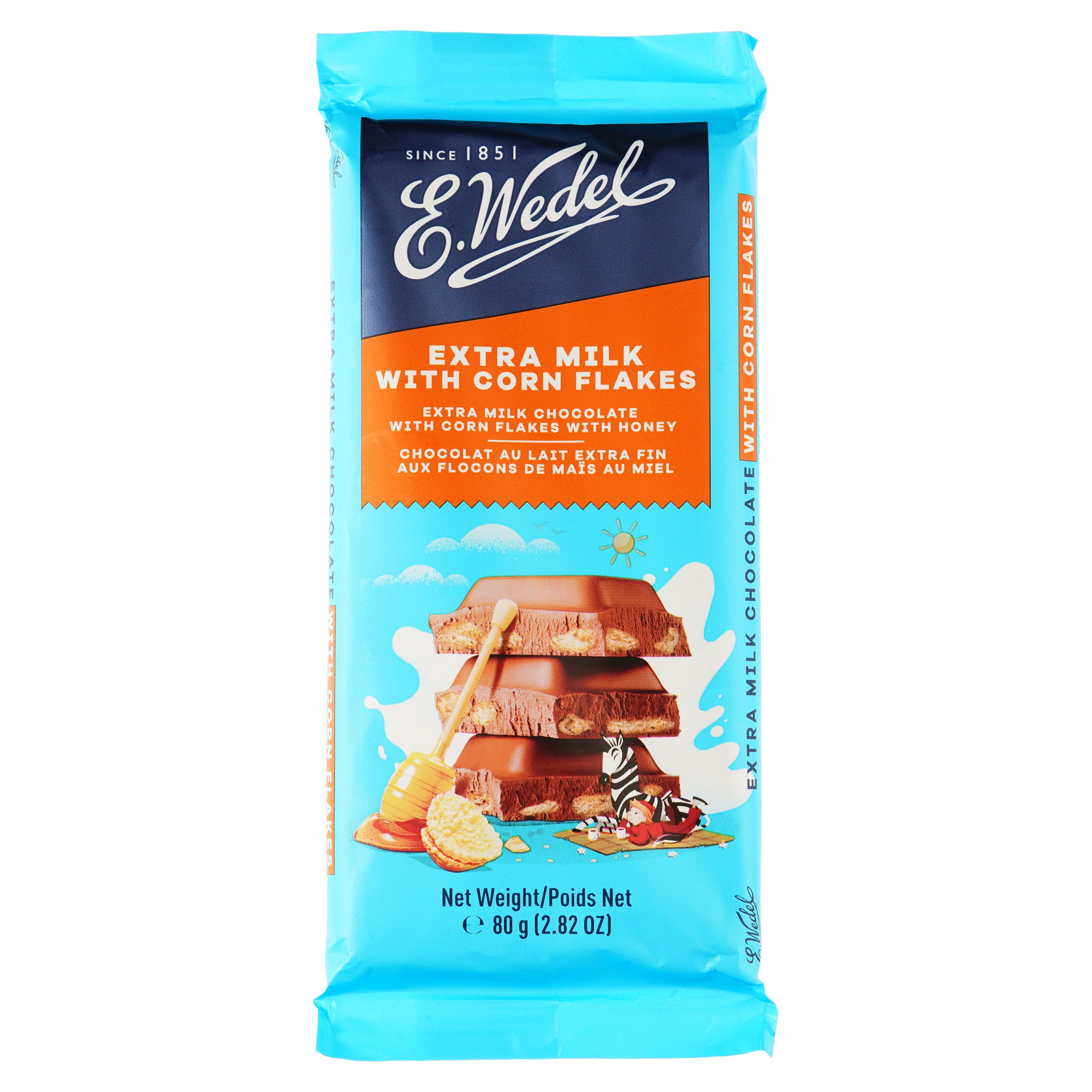 Шоколад молочний E.Wedel Кукурудзяні пластівці та мед 80 г (925537) - фото 1