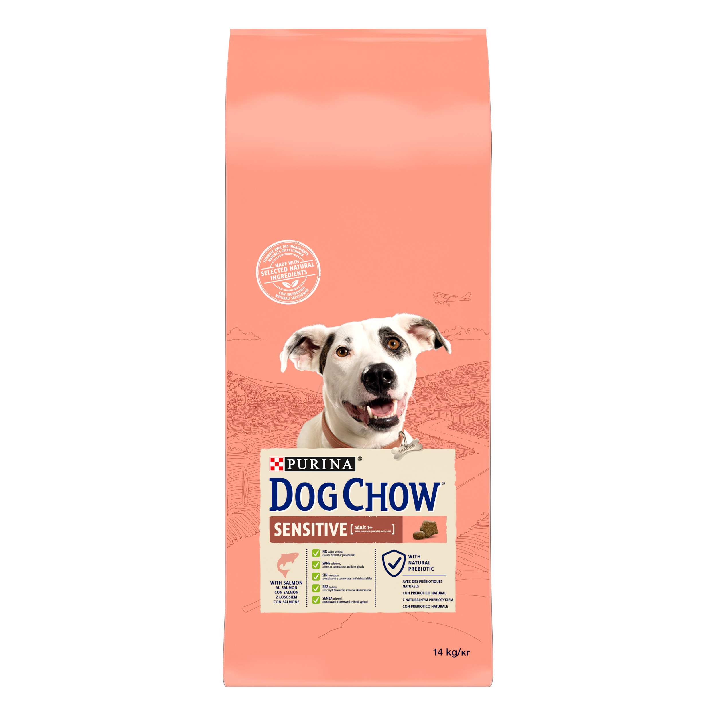 Сухий корм для собак з чутливим травленням Dog Chow Sensitive Adult 1+, з лососем, 14 кг - фото 1