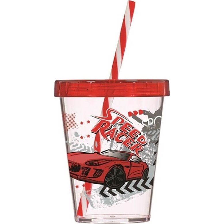 Склянка з трубочкою Herevin Speed Racer пластикова 450 мл (161441-005) - фото 1