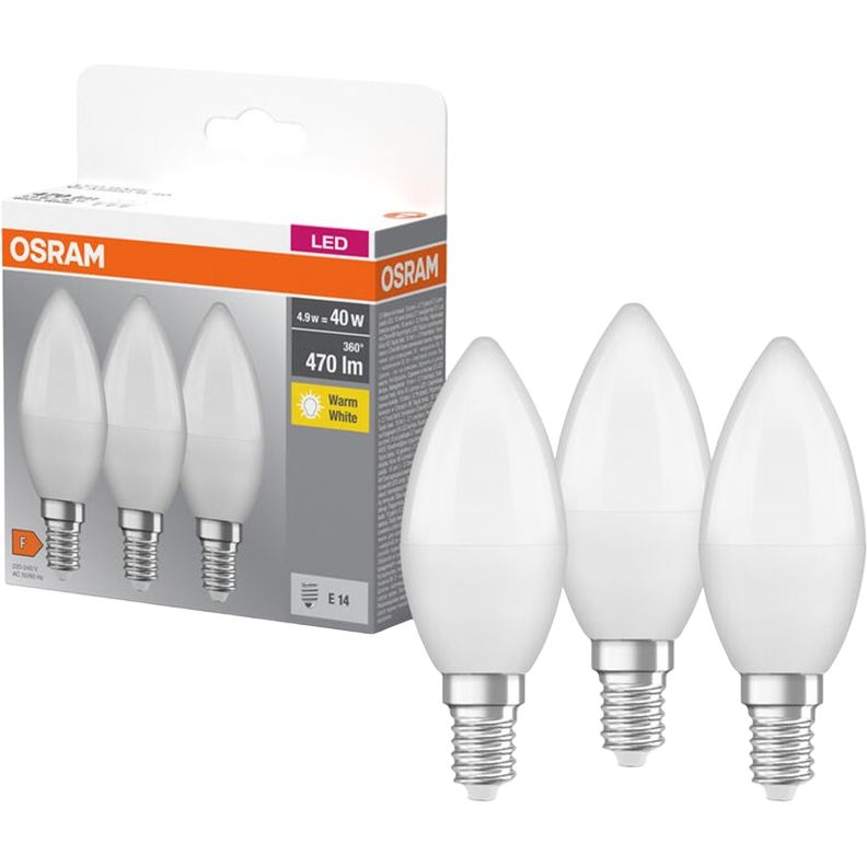 Світлодіодна лампа Osram LED B40 E14 4.9W 2700К 3 шт. (4099854047091) - фото 1