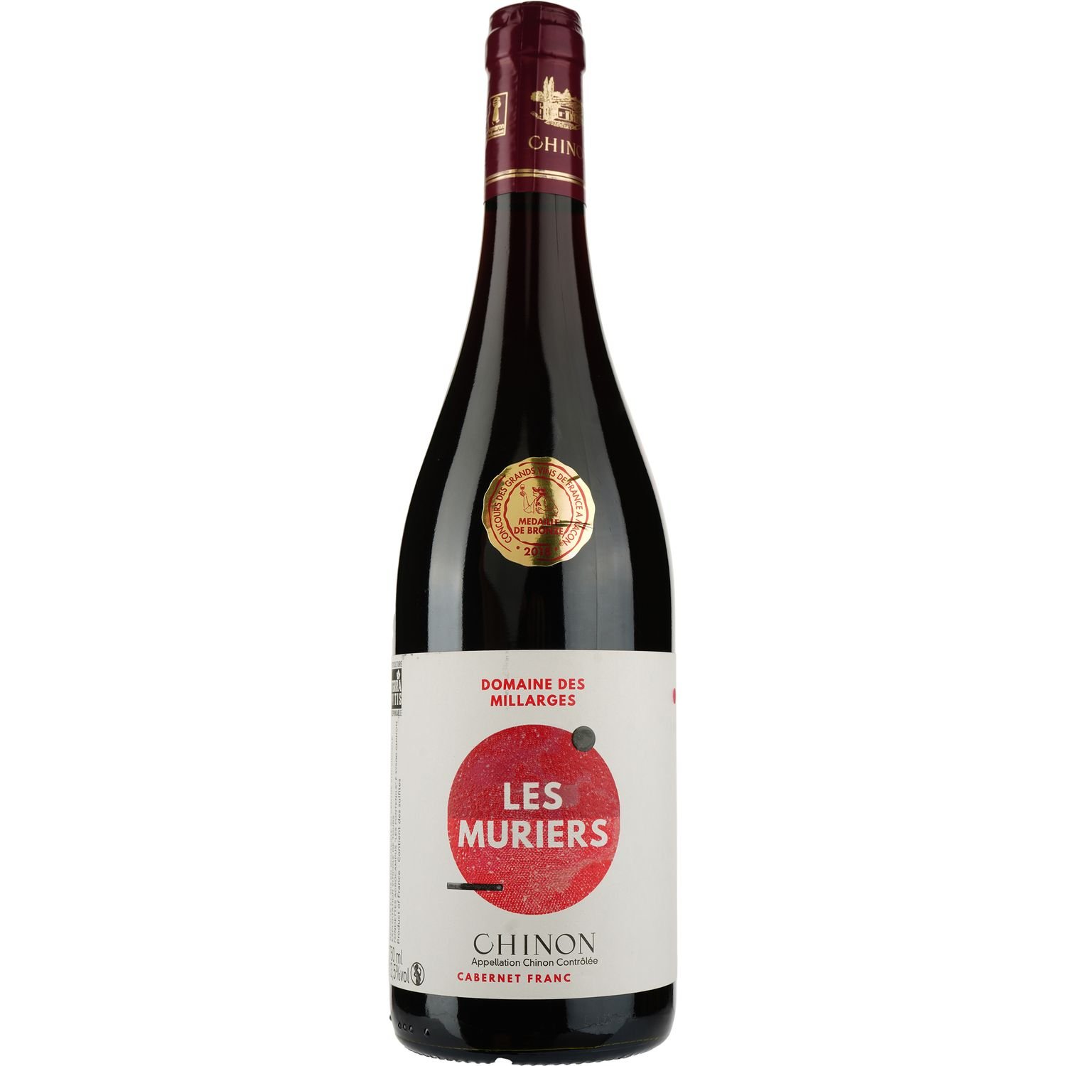 Вино Les Muriers Domaine des Millarges AOP Chinon 2017, красное, сухое, 0,75 л - фото 1