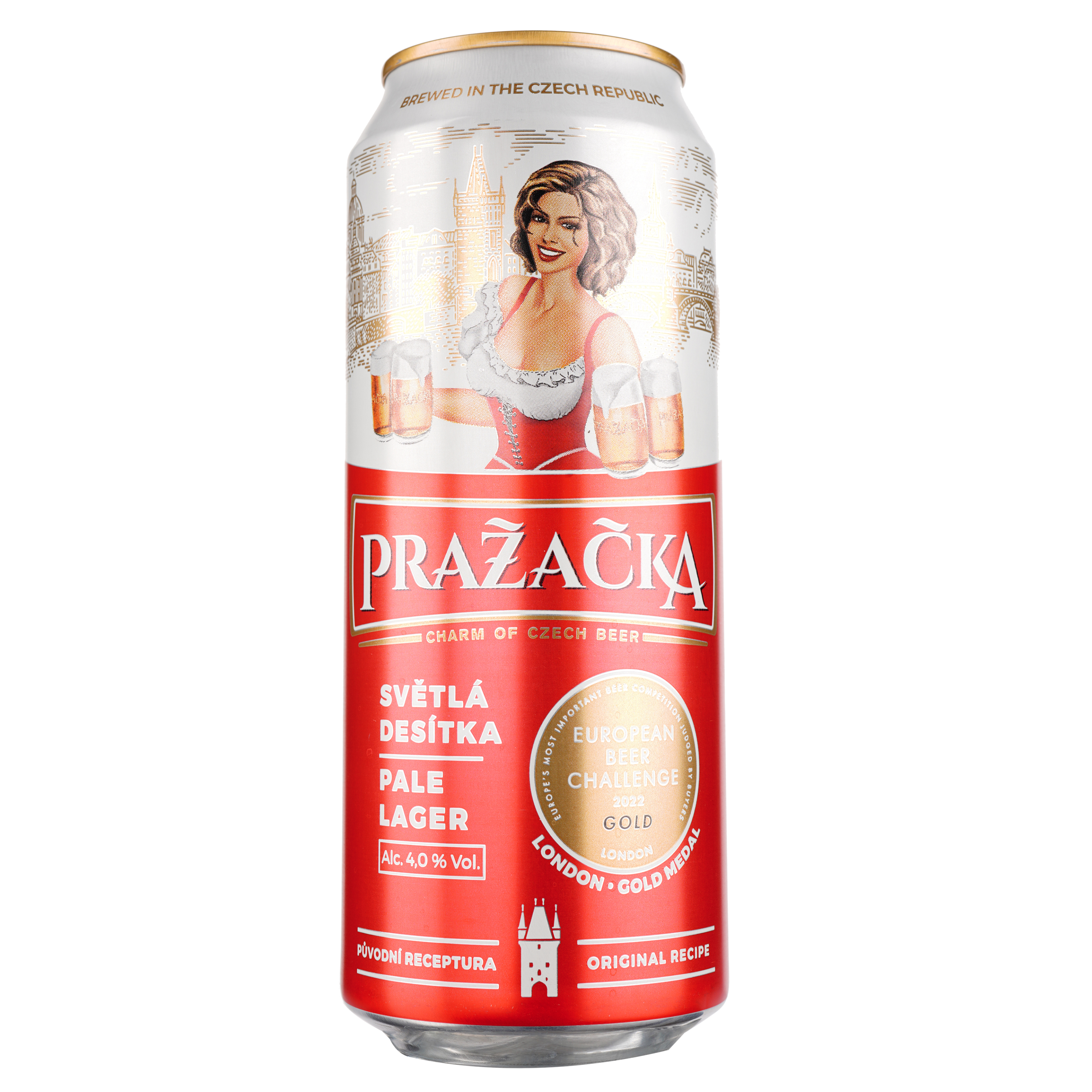 Пиво Prazacka Pale Lager, светлое, ж/б, 4%, 0,5 л (585997) - фото 1