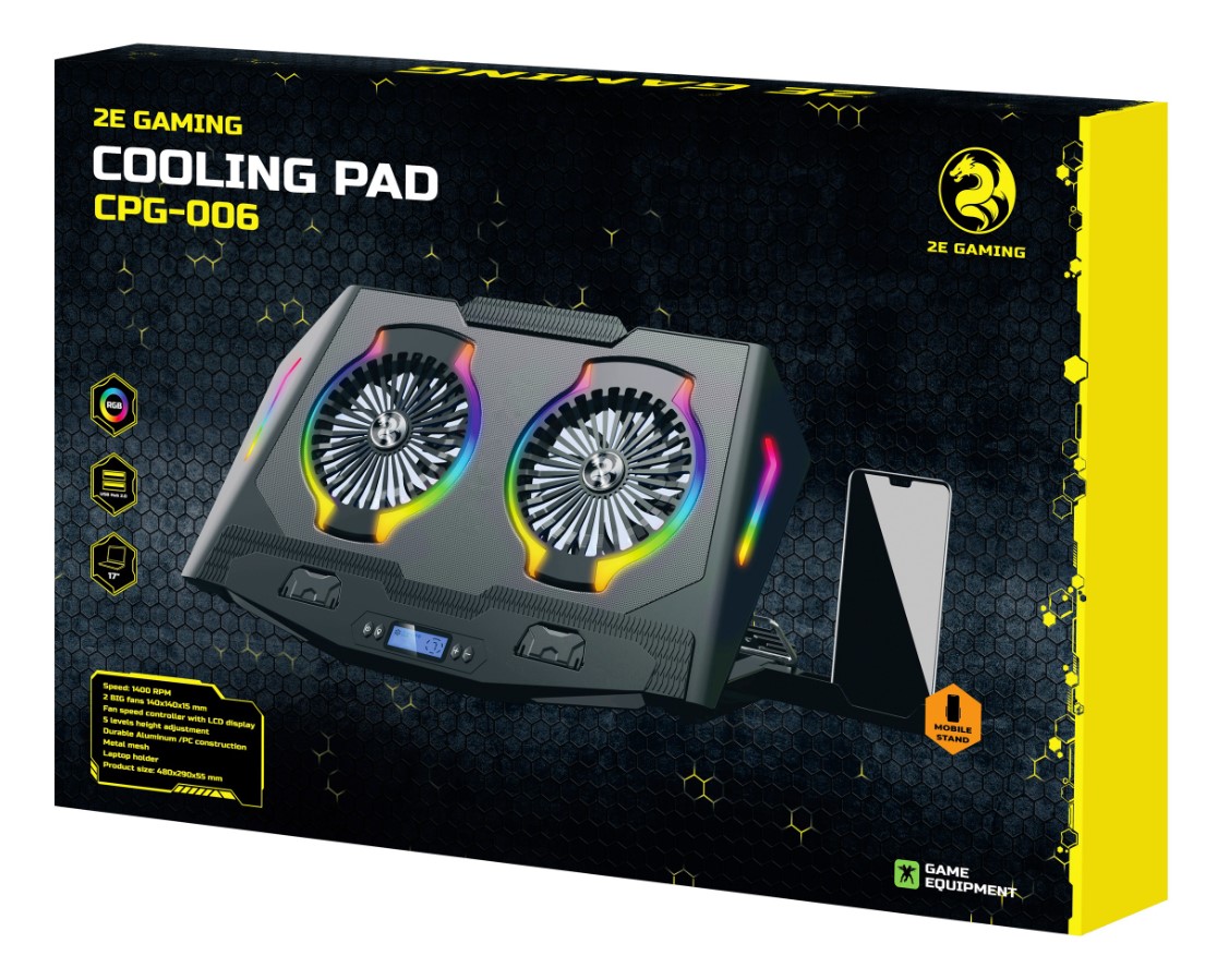 Охолоджувальна підставка для ноутбука 2E Gaming CPG006 2xFan RGB LED 17.3 дюймів  - фото 11