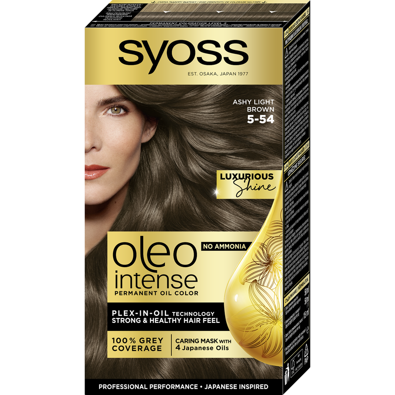 Стійка фарба для волосся Syoss Oleo Intense 5-54, Холодний Світло-Каштановий, 115 мл - фото 1
