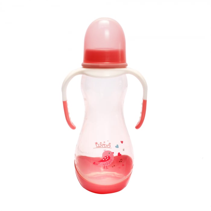 Бутылочка для кормления Lindo, изогнутая с ручками, 250 мл, розовый (Pk 060 роз) - фото 1