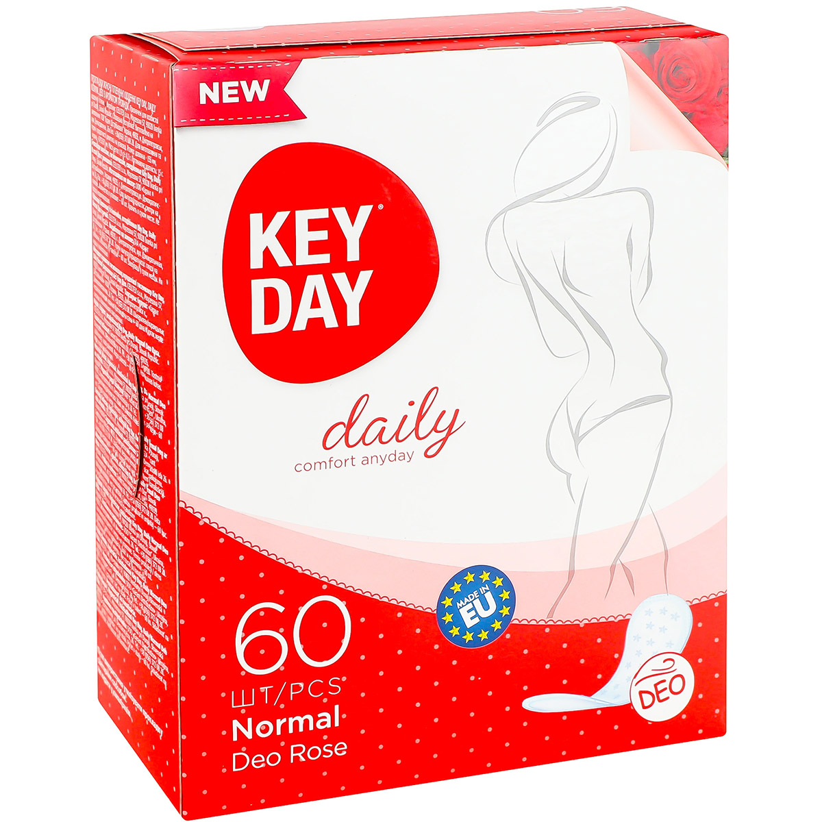 Щоденні гігієнічні прокладки Key Day Daily Normal Deo Троянда 60 шт. - фото 1