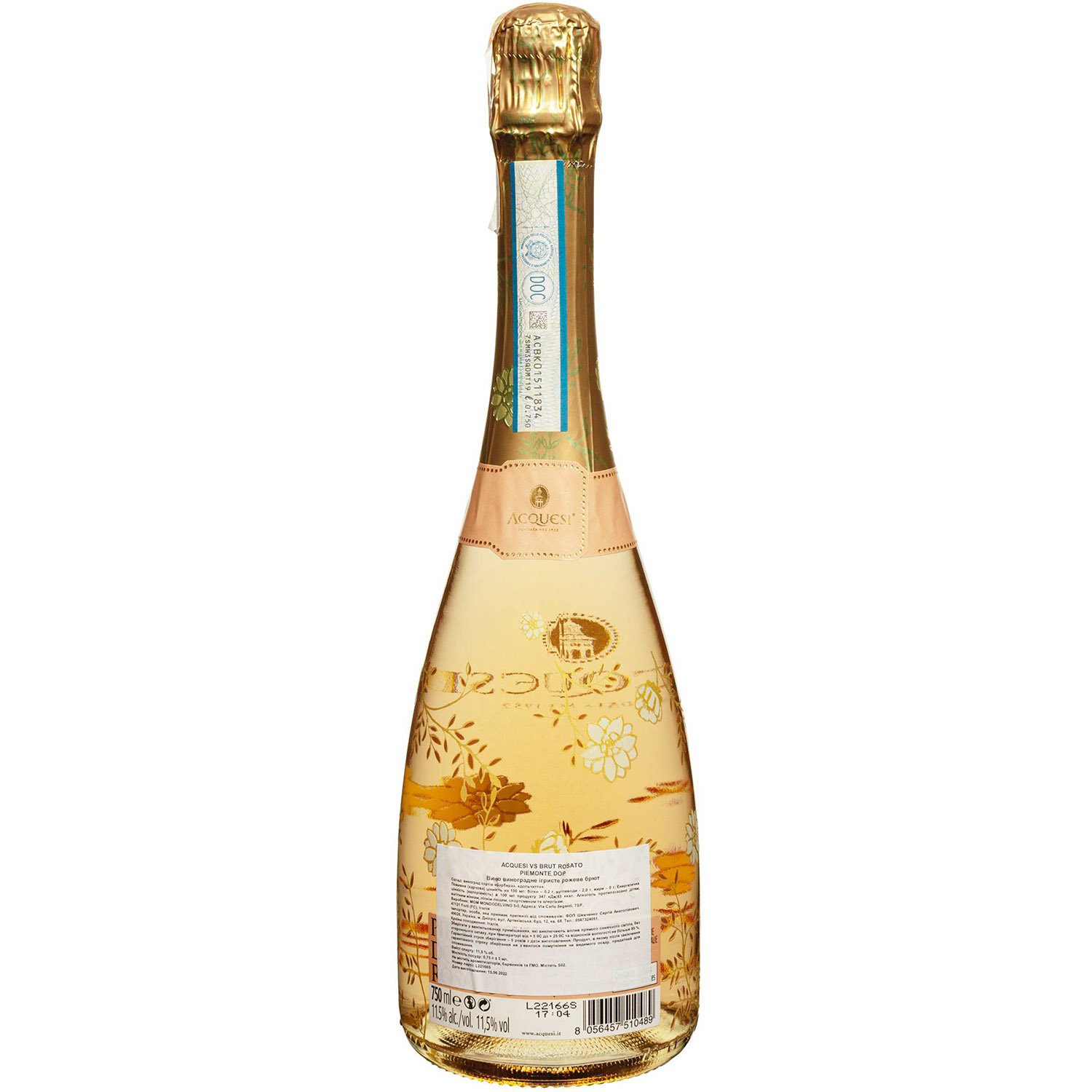 Игристое вино Acquesi Rosato Piemonte DOC, розовое, брют, 0,75 л - фото 2