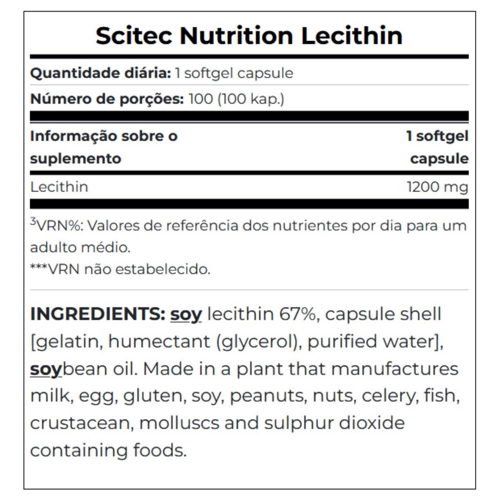 Добавка Scitec Nutrition Lecithin 100 капсул - фото 2