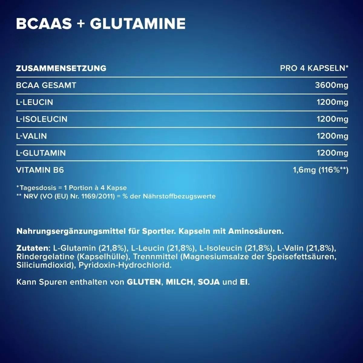 Аминокислота IronMaxx BCAA´s + Glutamine 800, 130 капсул - фото 2