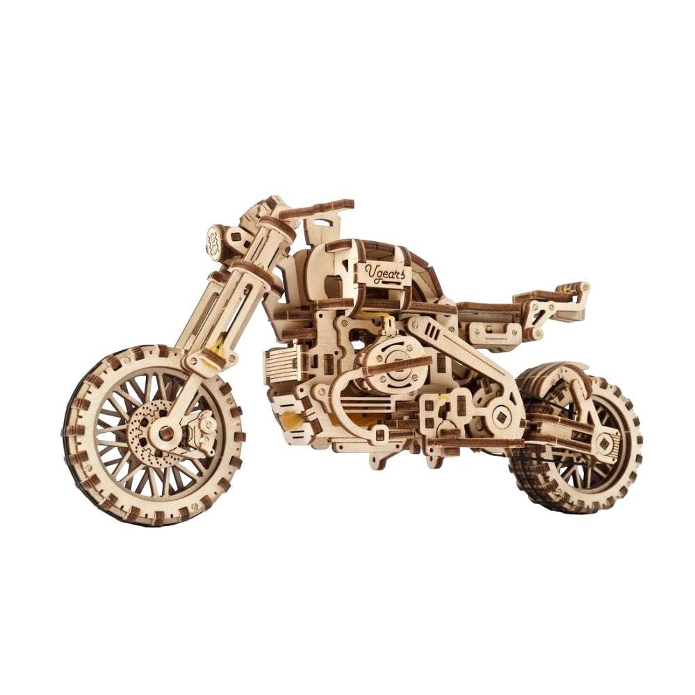 Механічний 3D Пазл Ukrainian Gears Мотоцикл Scrambler UGR-10, з коляскою, 380 елементів (70137) - фото 4