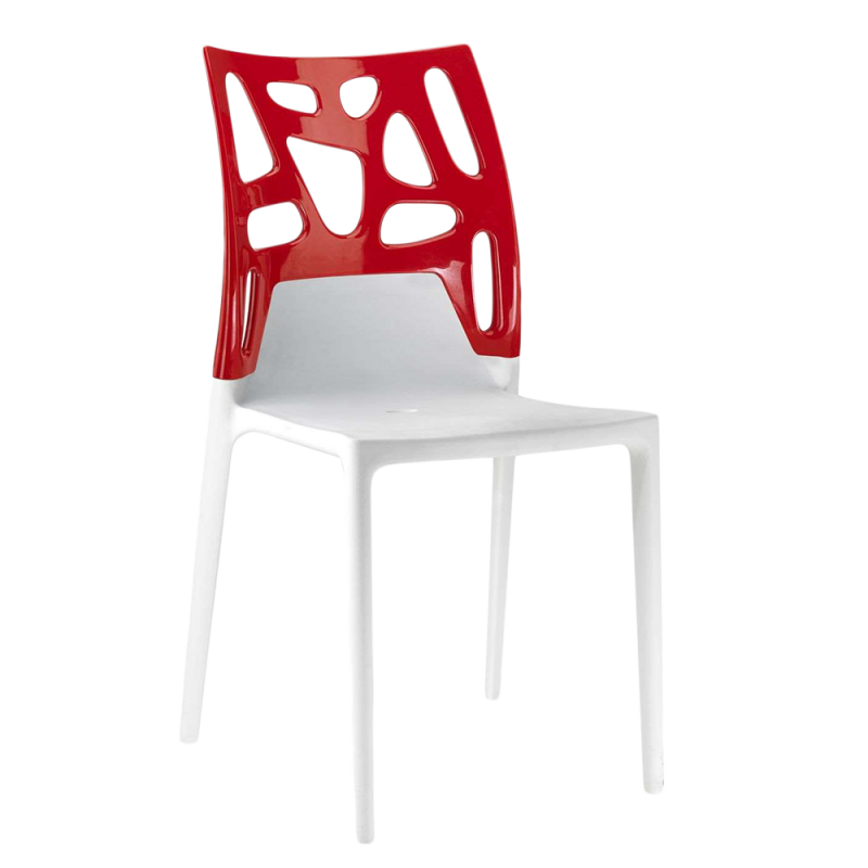 Стул Papatya Ego-Rock, белое сиденье, верх красный (388900) - фото 1