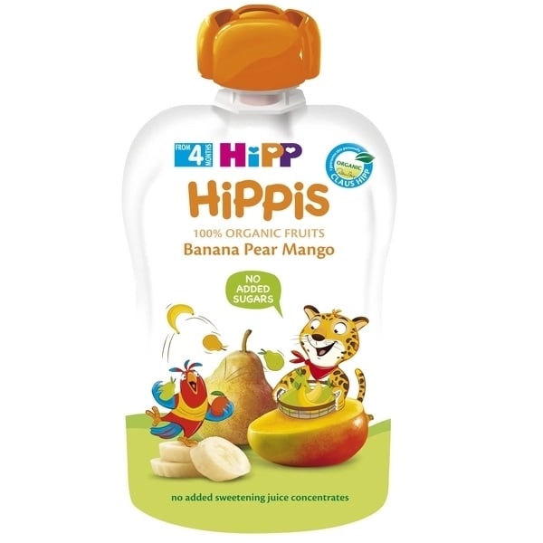 Органічне фруктове пюре HIPP HiPPiS Pouch Банан-Груша-Манго, 100 г - фото 1