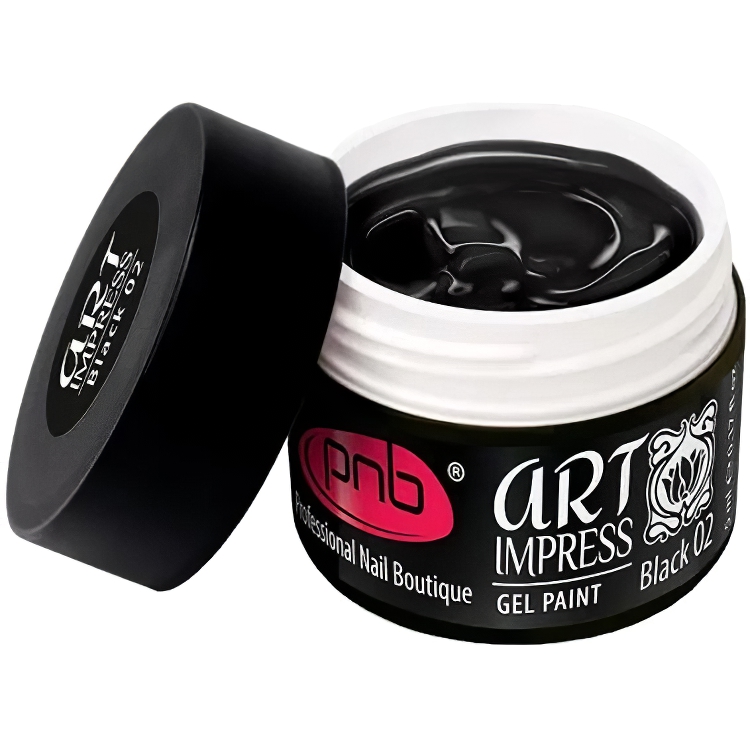 Гель-фарба PNB UV/LED Art Impress gel paint black 02 чорна 5 мл - фото 1