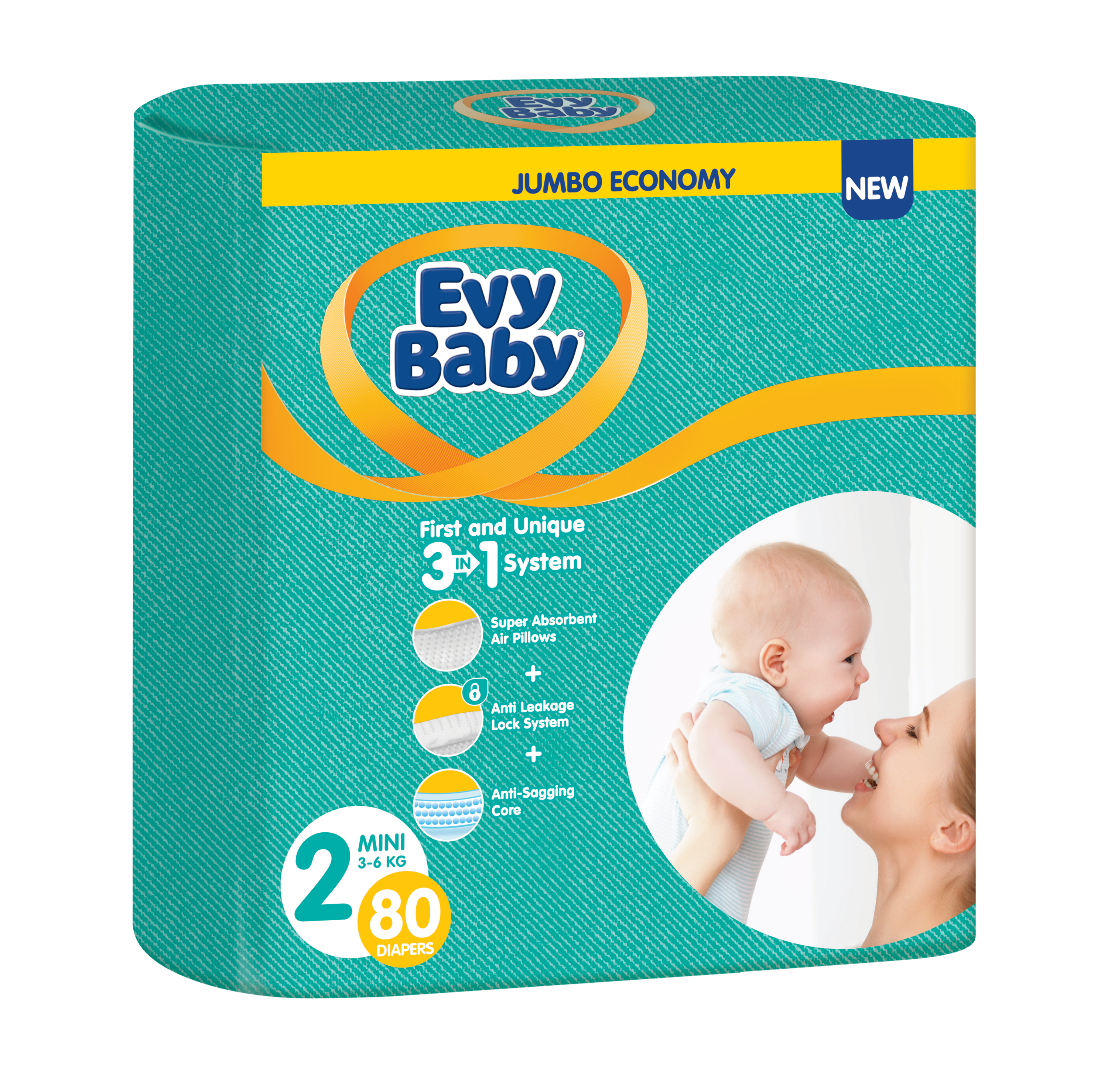 Подгузники Evy Baby 2 (3-6 кг), 80 шт. - фото 1