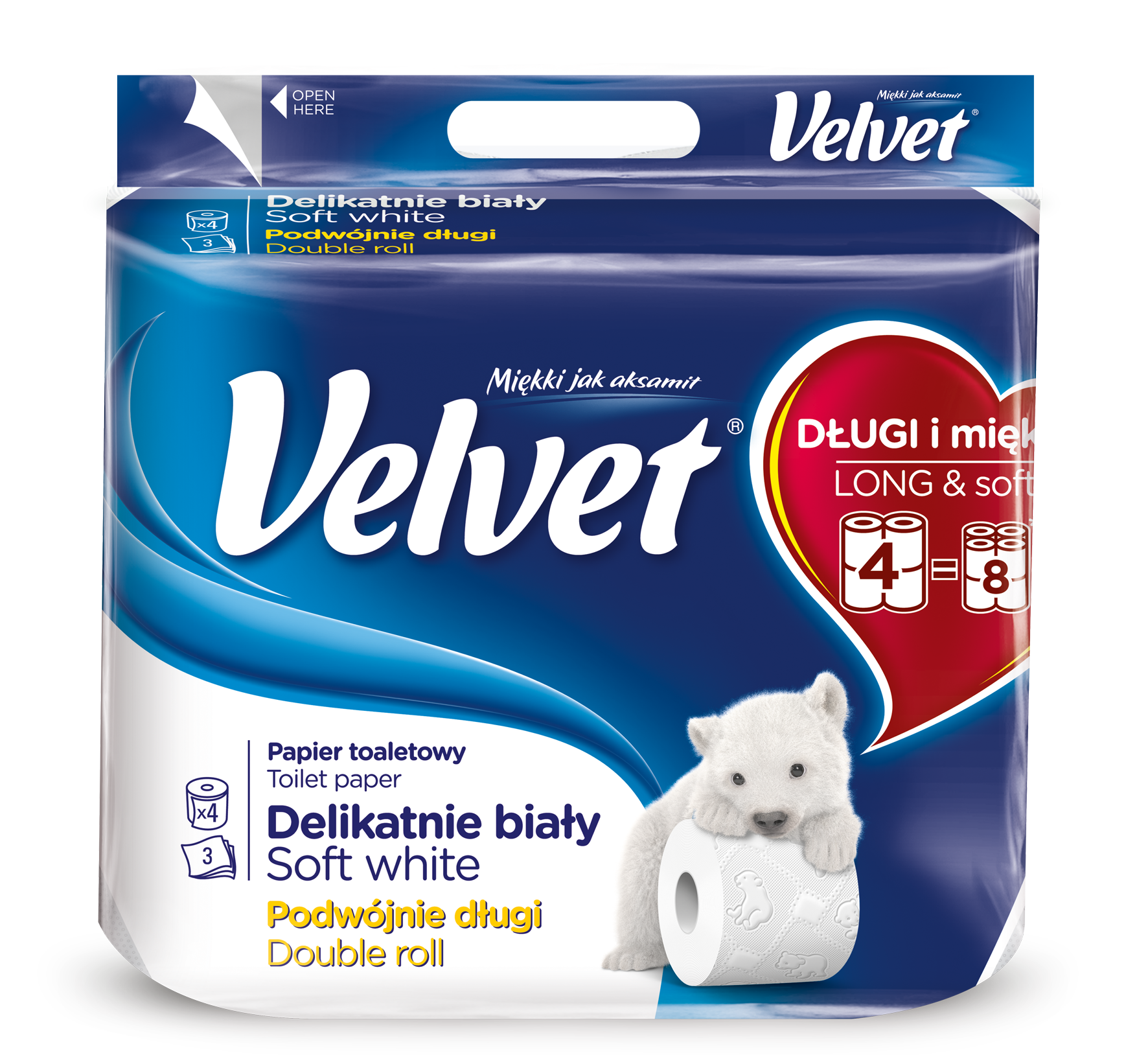 Туалетная бумага Velvet Деликатная, трехслойная, 4 рулона (4100622) - фото 1