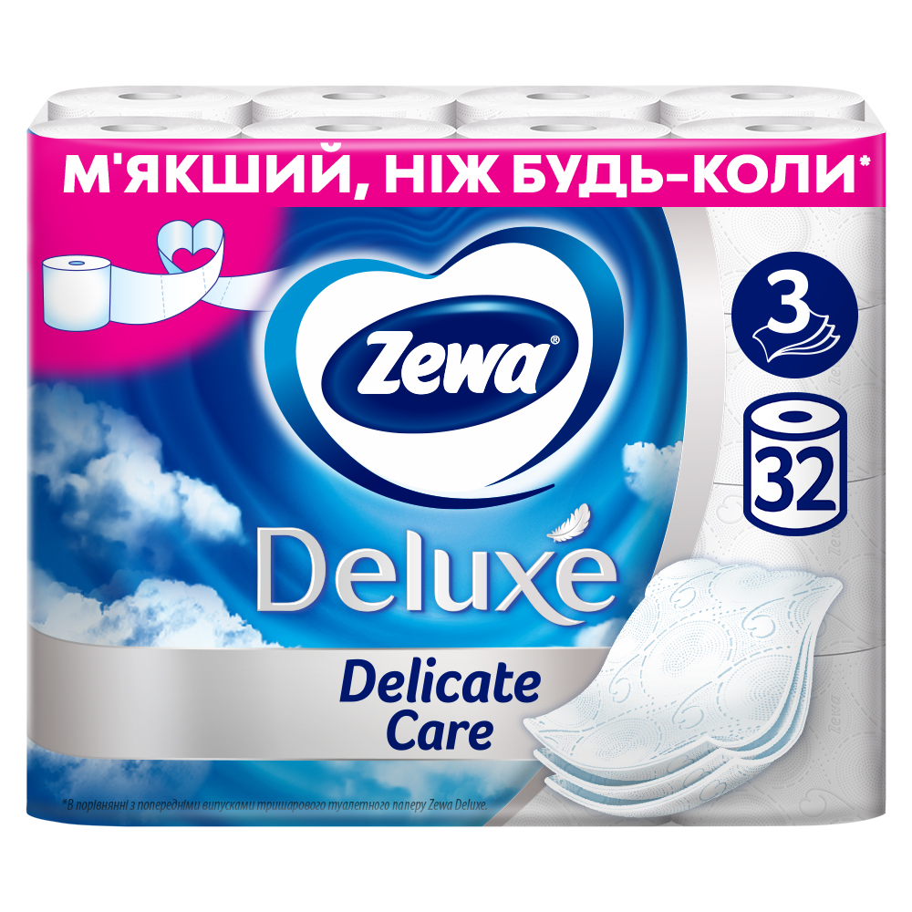 Туалетний папір Zewa Deluxe тришаровий 32 рулони білий купити у