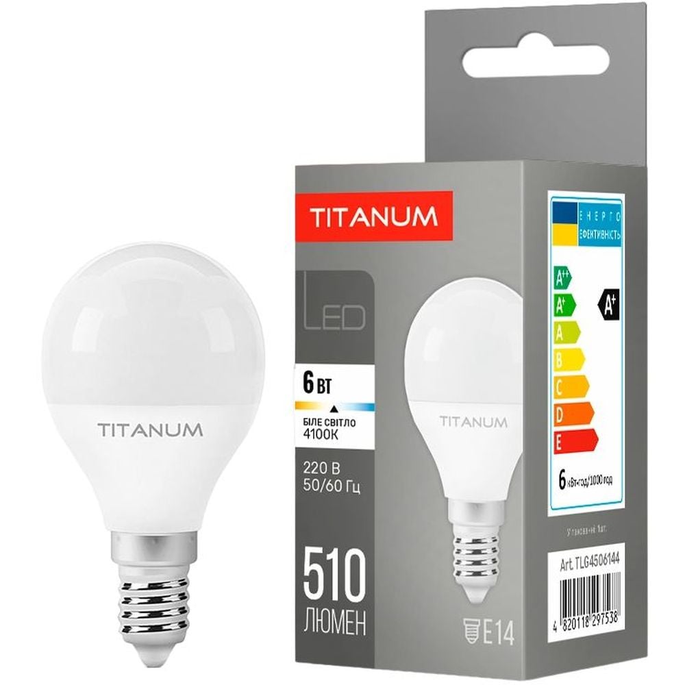 LED лампа Titanum G45 6W E14 4100K (TLG4506144) - фото 1
