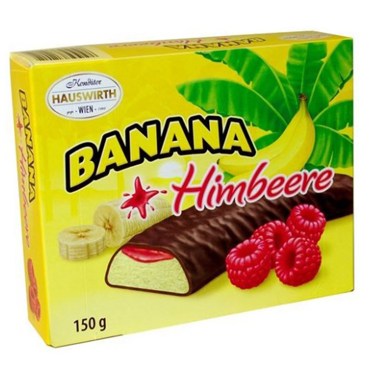 Цукерки Hauswirth Banane Plus Himbeere, суфле в шоколаді, 150 г - фото 1