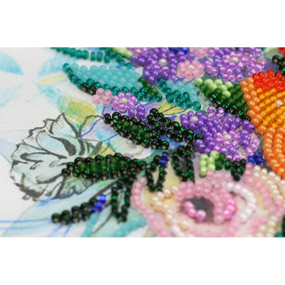 Набор-миди для вышивки бисером Abris Art Цветочная феерия AMB-067 20х20 см - фото 4