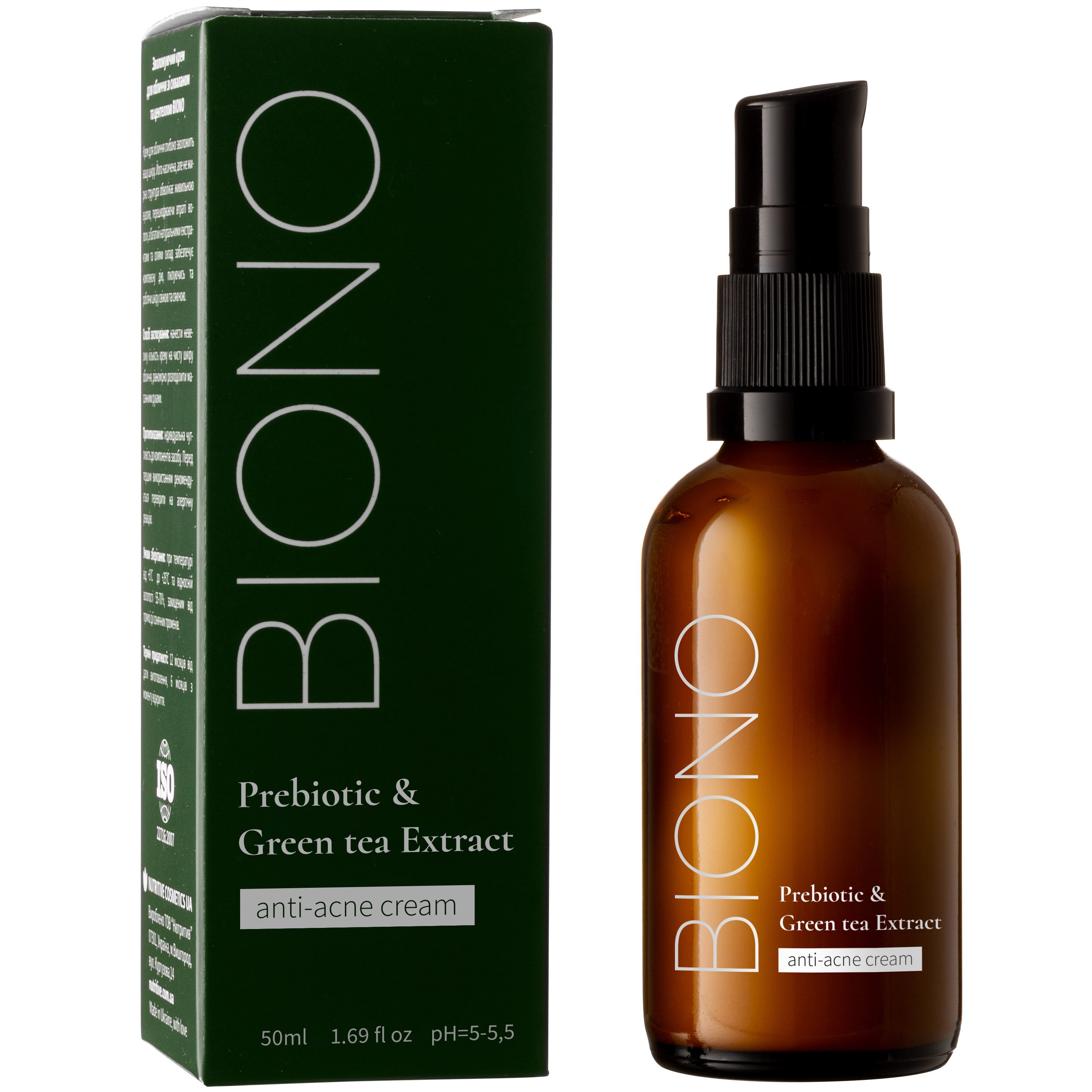 Крем анти-акне для обличчя Biono з пребіотиками та екстрактом зеленого чаю 50 мл - фото 1