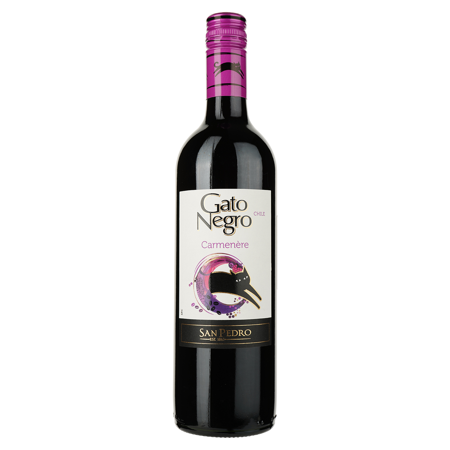 Вино Gato Negro Carmenere, красное, сухое, 13,2%, 0,75 л - фото 1