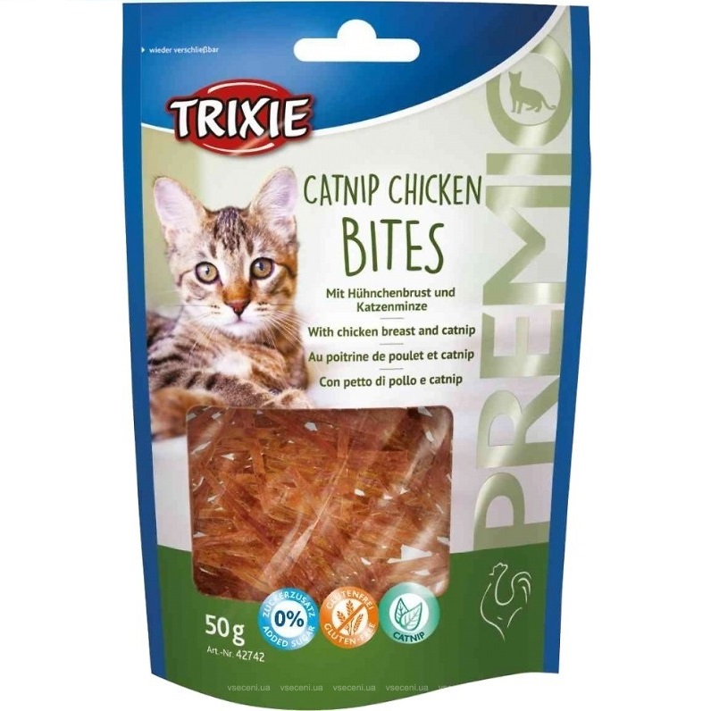 Лакомство для кошек Trixie Catnip Chicken Bites, с куриным филе и кошачьей мятой, 50 г (42742) - фото 1