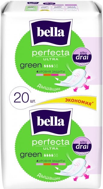 Фото - Гигиенические прокладки Bella Baby Happy Гігієнічні прокладки Bella Perfecta Ultra Green, 20 шт. 