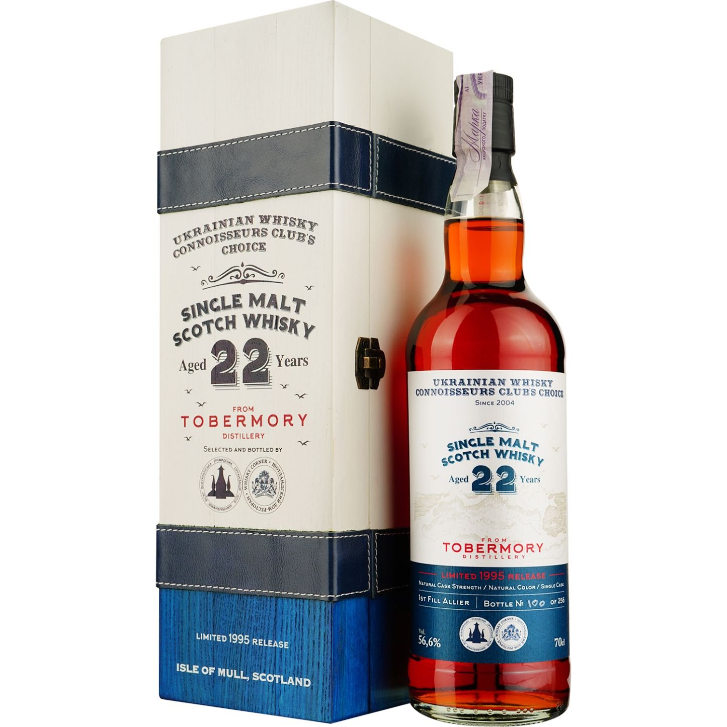 Виски Tobermory 22 Years Old 1st Fill Allier Single Malt Scotch Whisky, в подарочной упаковке, 56,6%, 0,7 л - фото 1