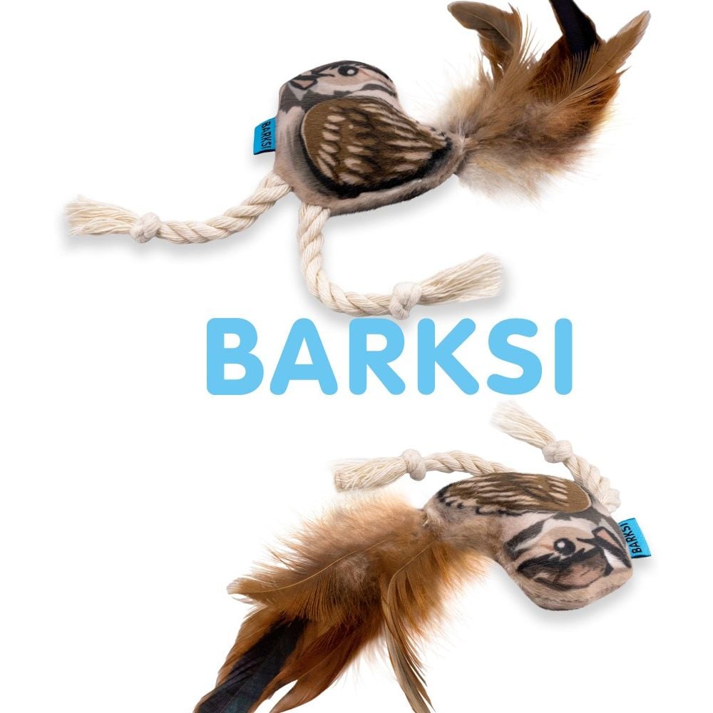 Іграшка для котів Barksi Горобець з дзвіночком та пір'ям 9х7 см - фото 3