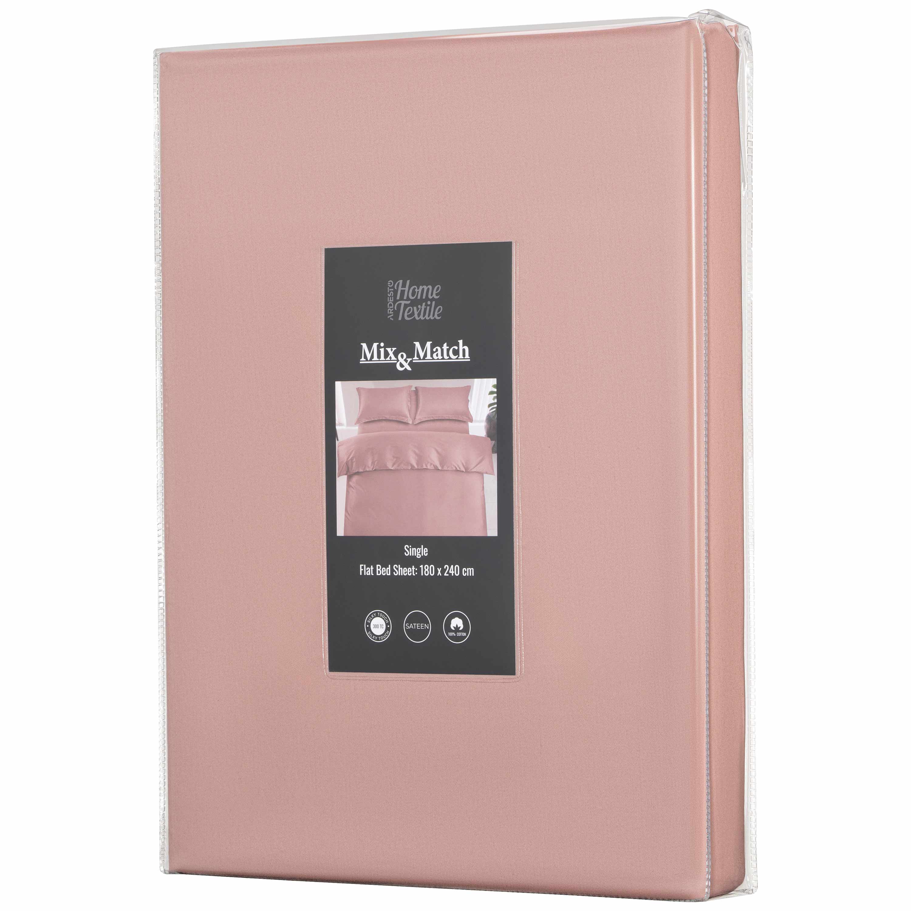 Простирадло Ardesto Mix&Match Premium сатин 180х240 см світло-рожеве (ART1824FSU) - фото 4