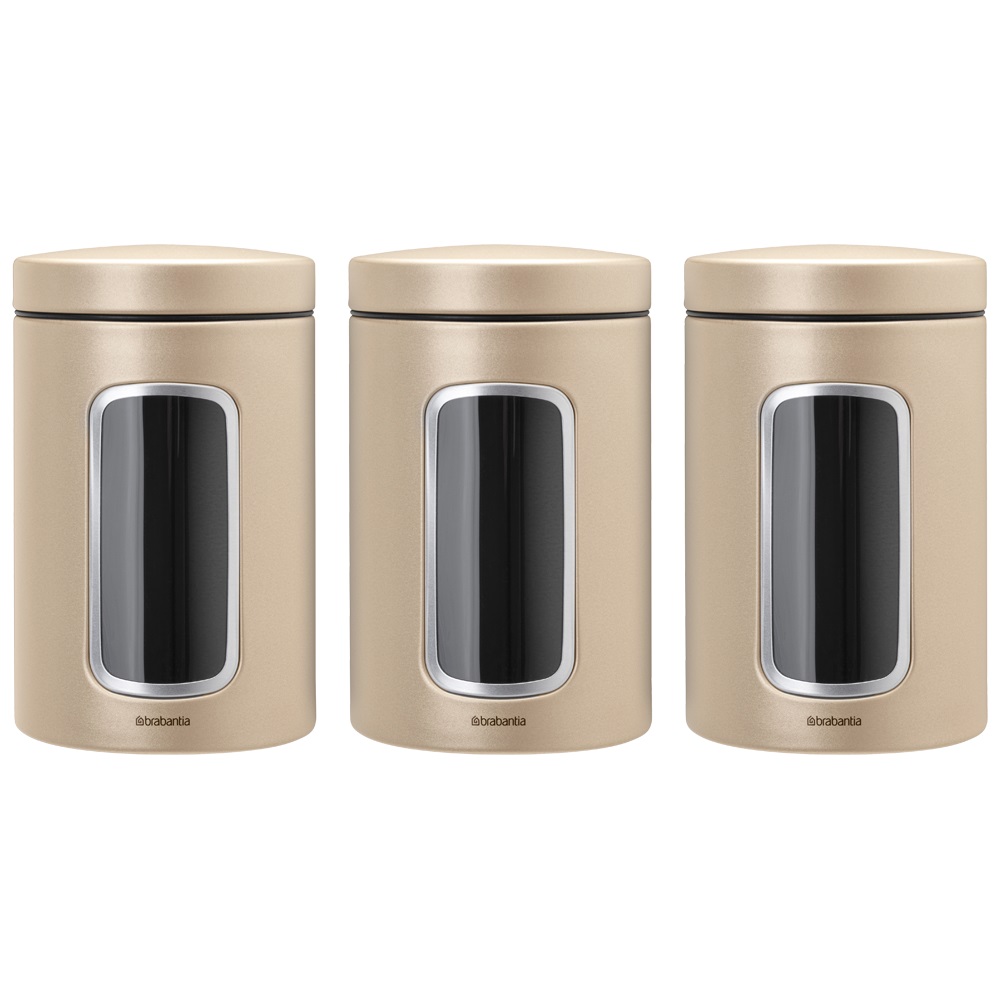 Набор емкостей Brabantia Window Canister для хранения продуктов, 3 шт., золотой (304842) - фото 1