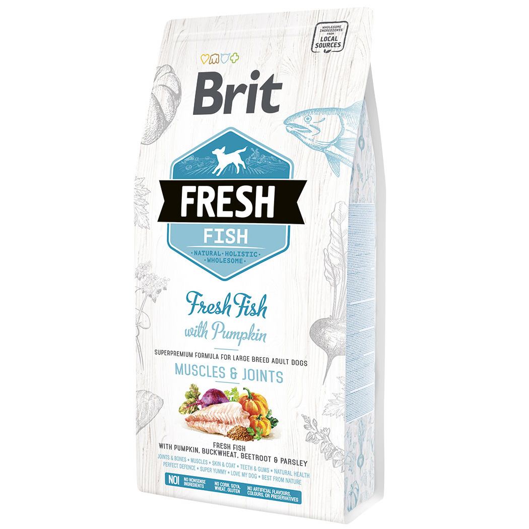 Сухий корм для дорослих собак великих порід Brit Fresh Fish&Pumpkin Adult Large, з рибою і гарбузом, 2,5 кг - фото 1