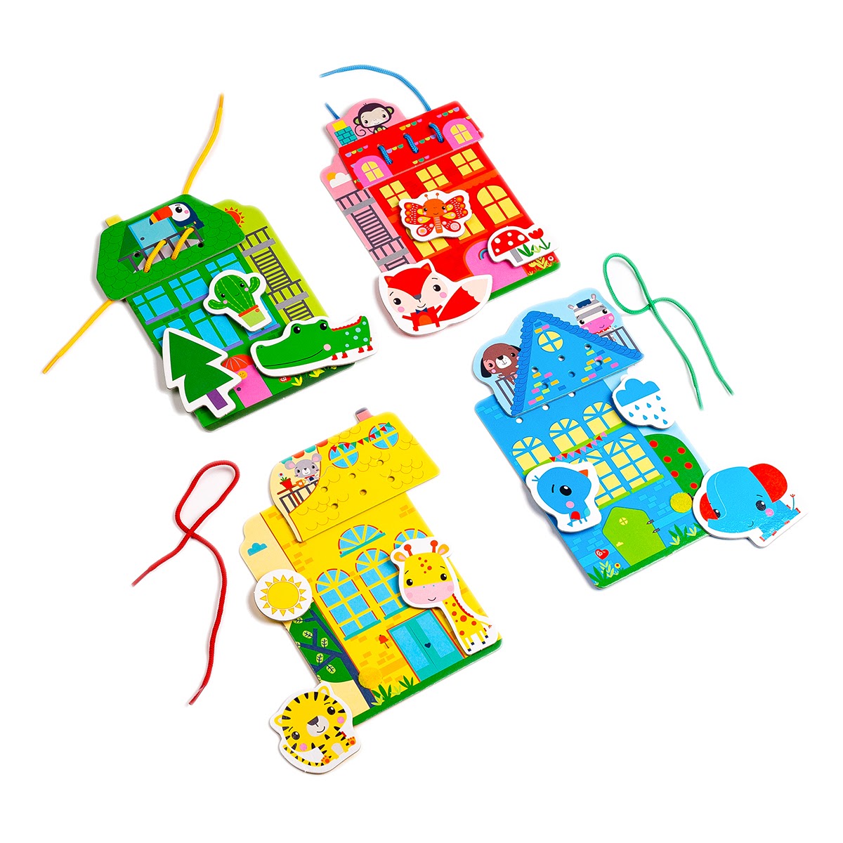 Игра-шнуровка Vladi Toys Fisher-Price Цветные домики, украинский язык (VT5303-26) - фото 2