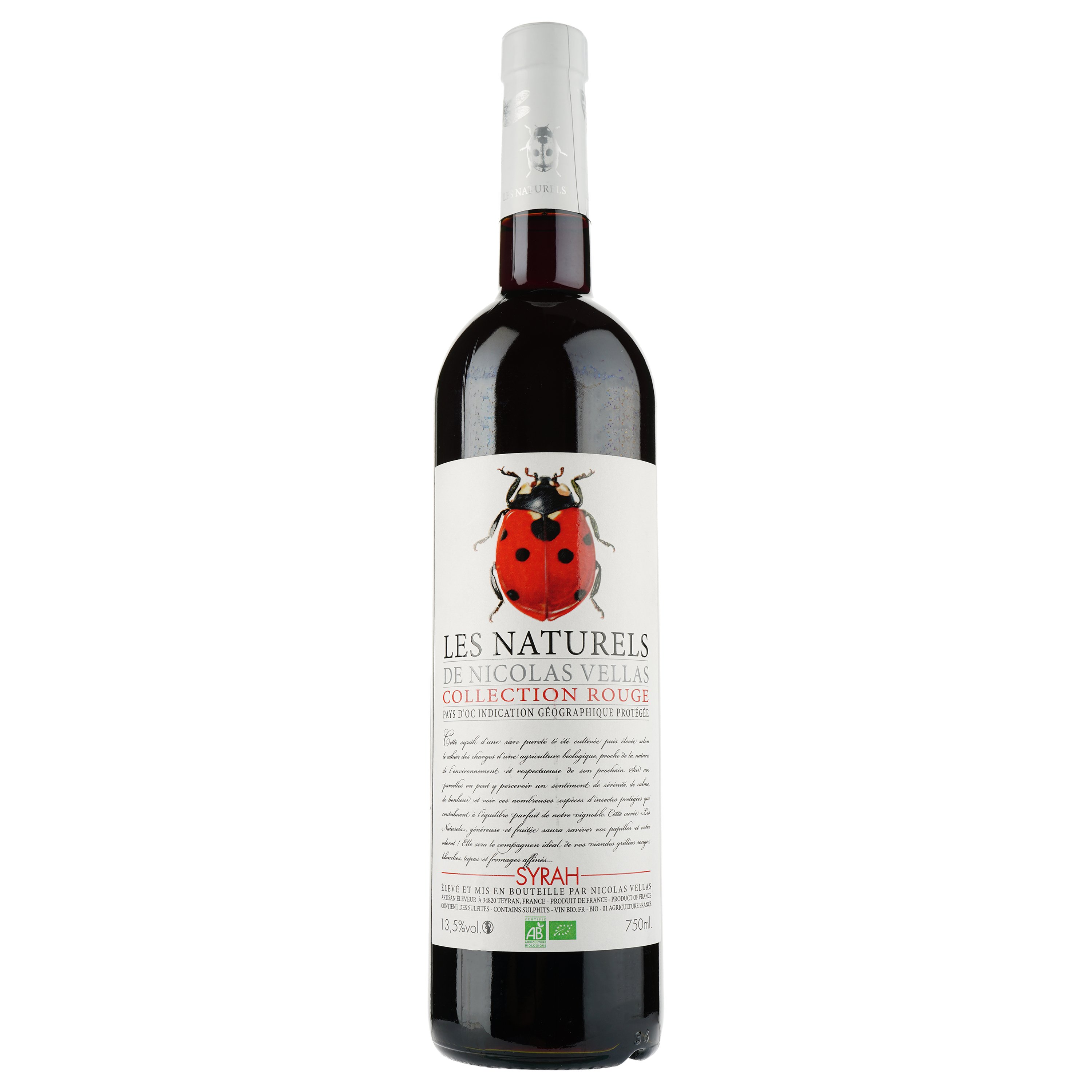 Вино Les Naturels De Nicolas Vellas Syrah Rouge Bio IGP Pays D'Oc, красное, сухое, 0,75 л - фото 1