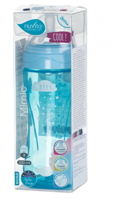 Бутылочка для кормления Nuvita Mimic Cool, антиколиковая, 330 мл, голубой (NV6052SKY) - фото 3